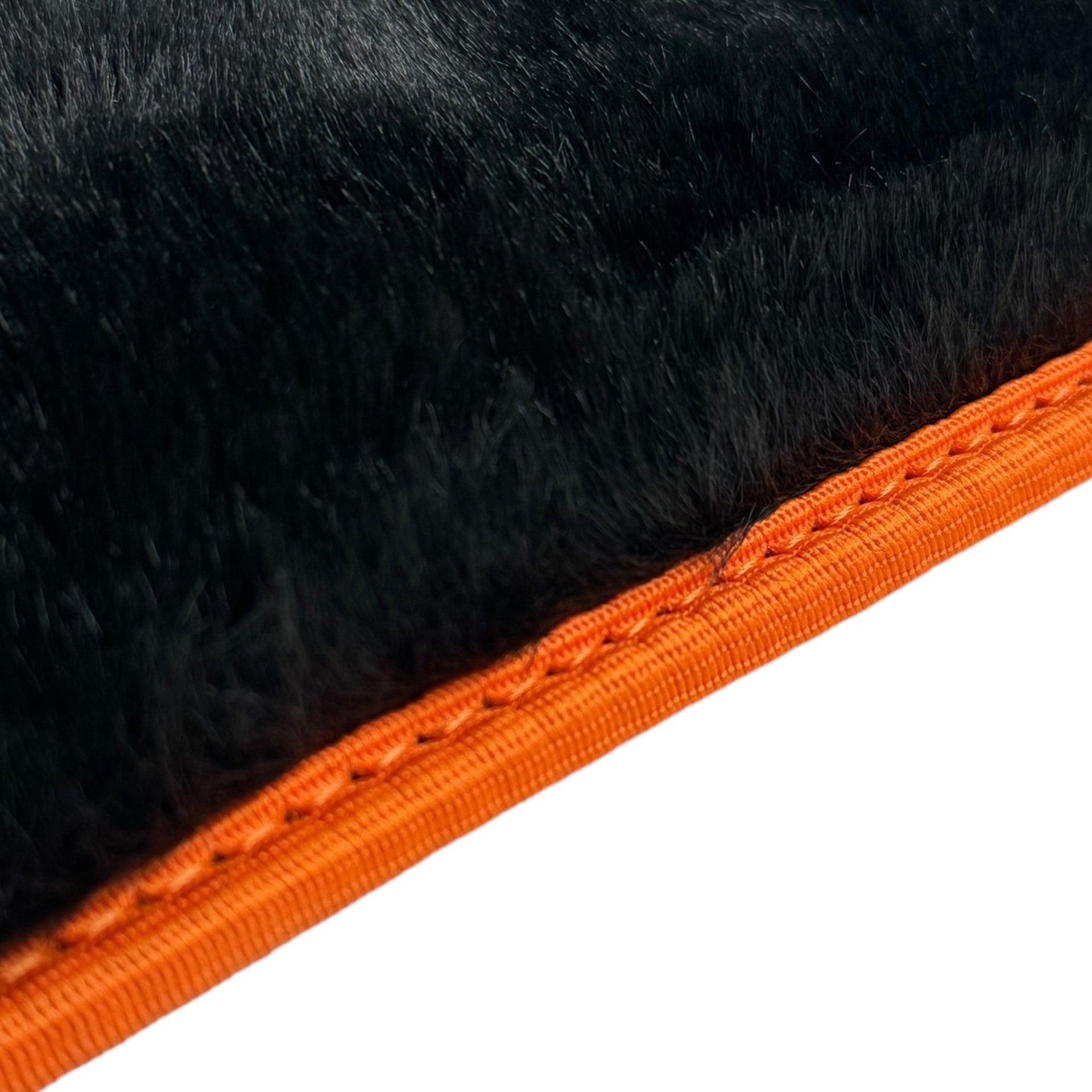 Black Sheepskin Floor Mats for Rolls-Royce Cullinan | Orange Trim - AutoWin