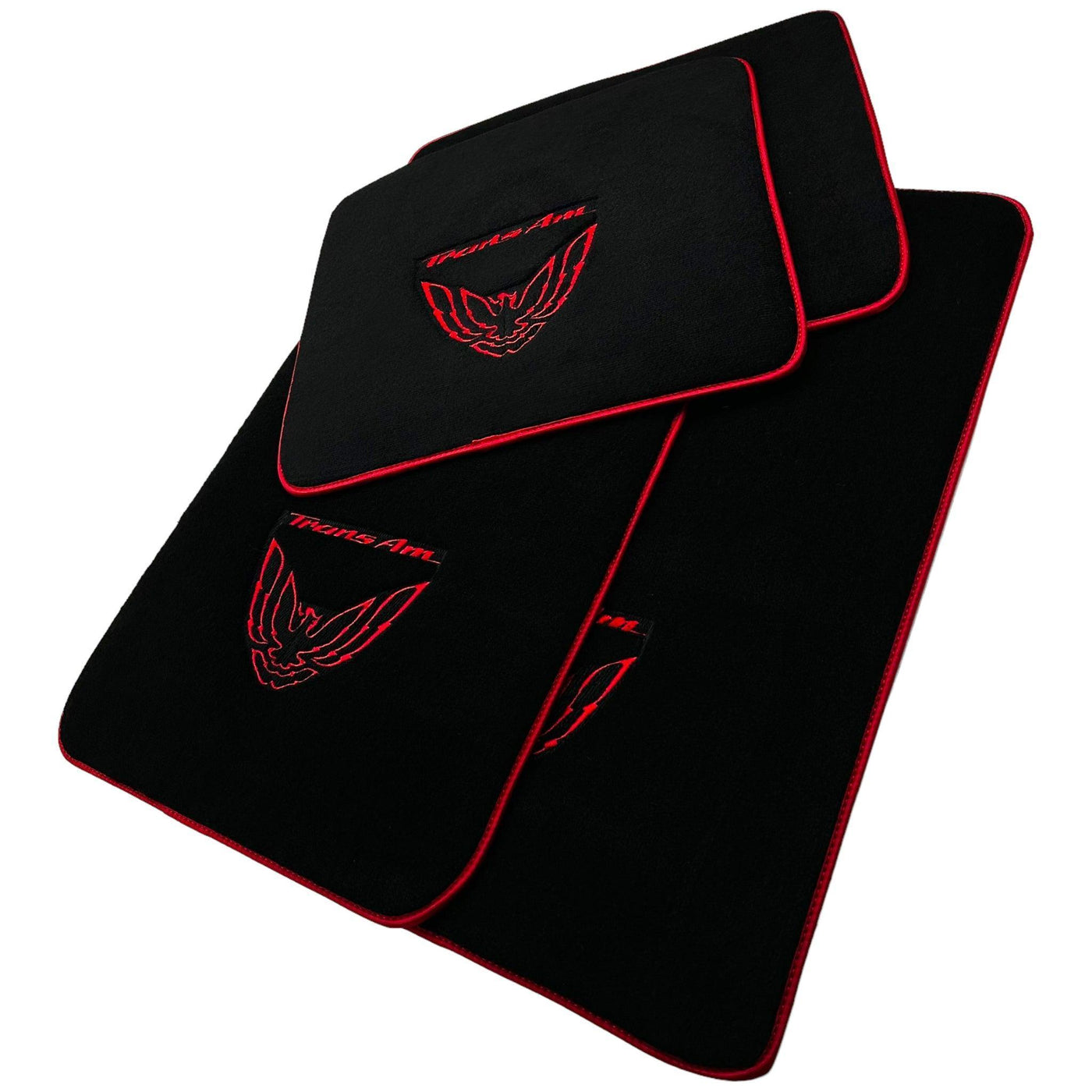 Black Floor Mats Red Trim for Pontiac FireBird (1970-1981) Trans Am - AutoWin