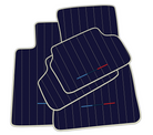Customized Design Dark Blue Leather Floor Mats for BMW G20 4-door Sedan (2019-2024) with Line Pattern