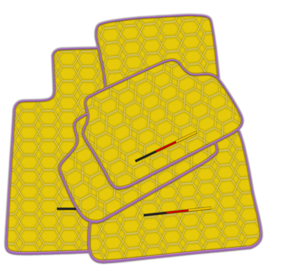 Stylish Customizable Yellow Leather Floor Mats for BMW i8 Series l12 I15