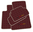 Stylish Customizable Burgundy Leather Floor Mats for BMW