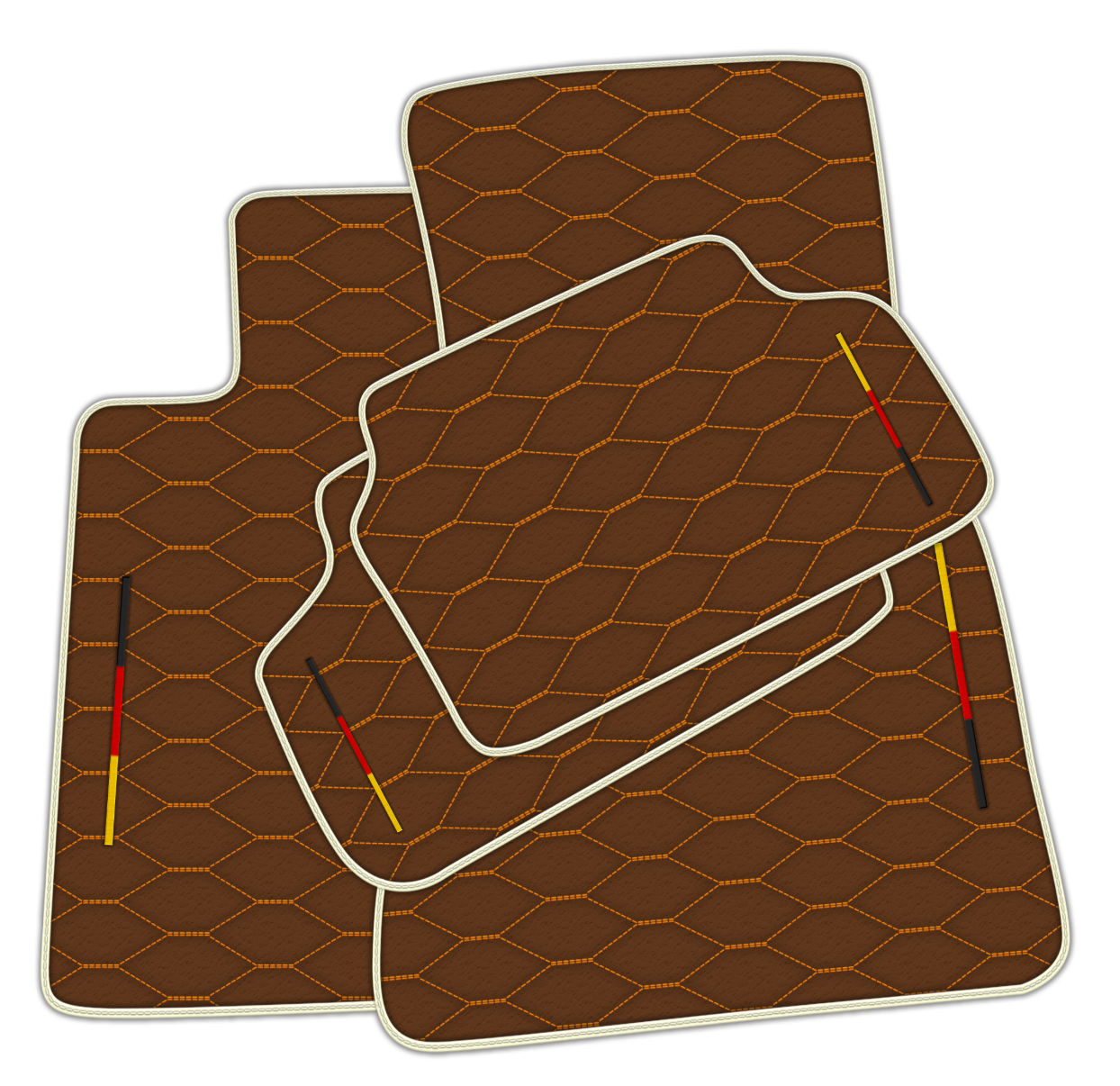 Customized Design Brown Leather Floor Mats for BMW G20 4-door Sedan (2019-2024) with Viper Hex Pattern