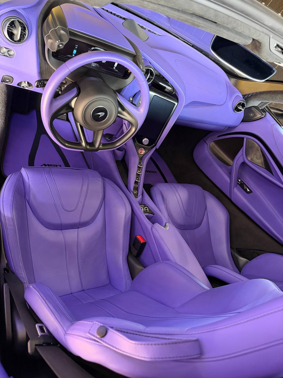 Purple Leather Floor Mats with A1 Pattern for McLaren 750S (2023-2026)