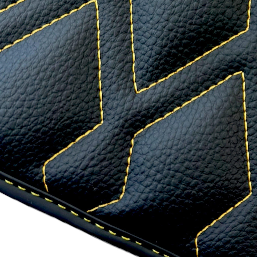Black Leather Floor Mats for Rolls-Royce Phantom Drophead Coupe (2007-2016) ER56 Design - AutoWin