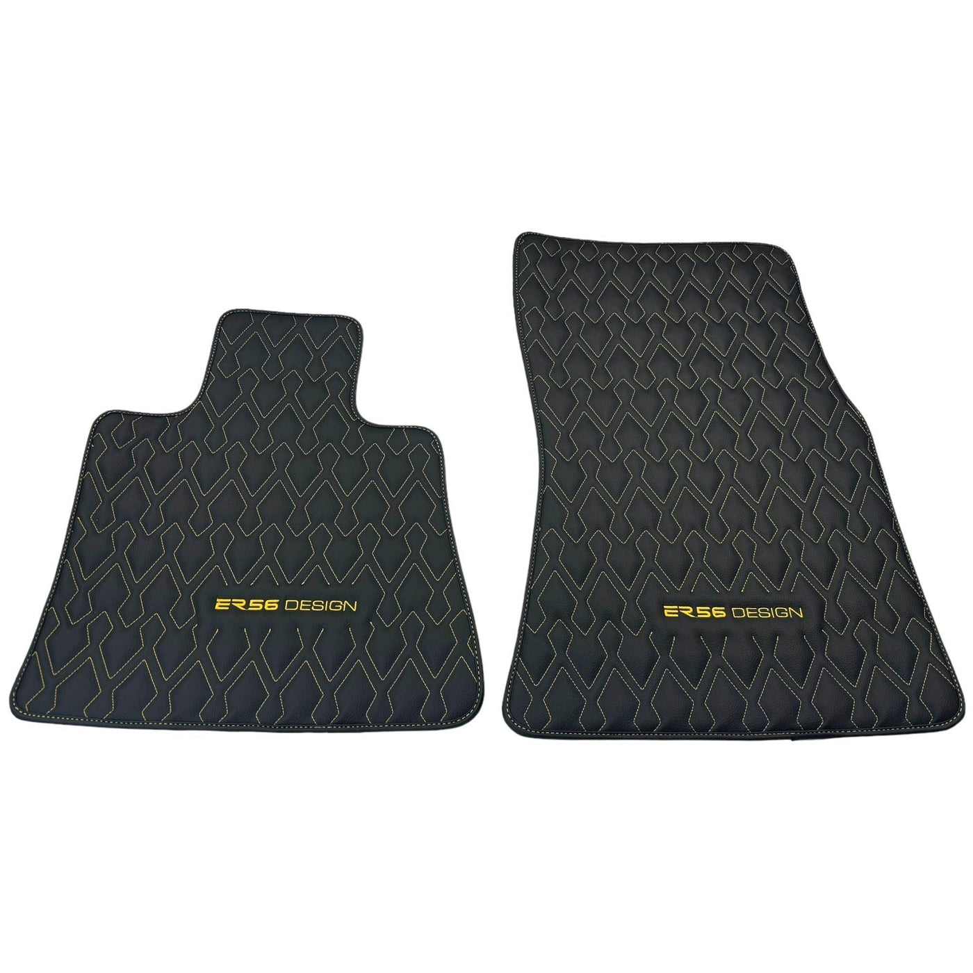 Black Leather Floor Mats for Rolls-Royce Wraith (2013–2023) ER56 Design - AutoWin