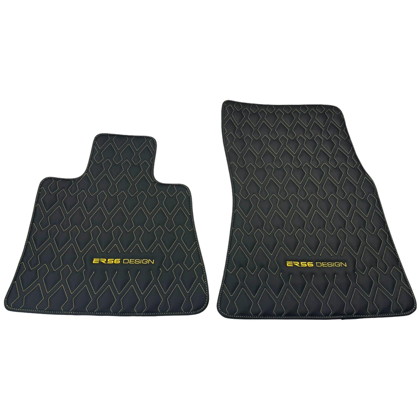 Black Leather Floor Mats for Rolls-Royce Dawn (2016-2023) ER56 Design - AutoWin