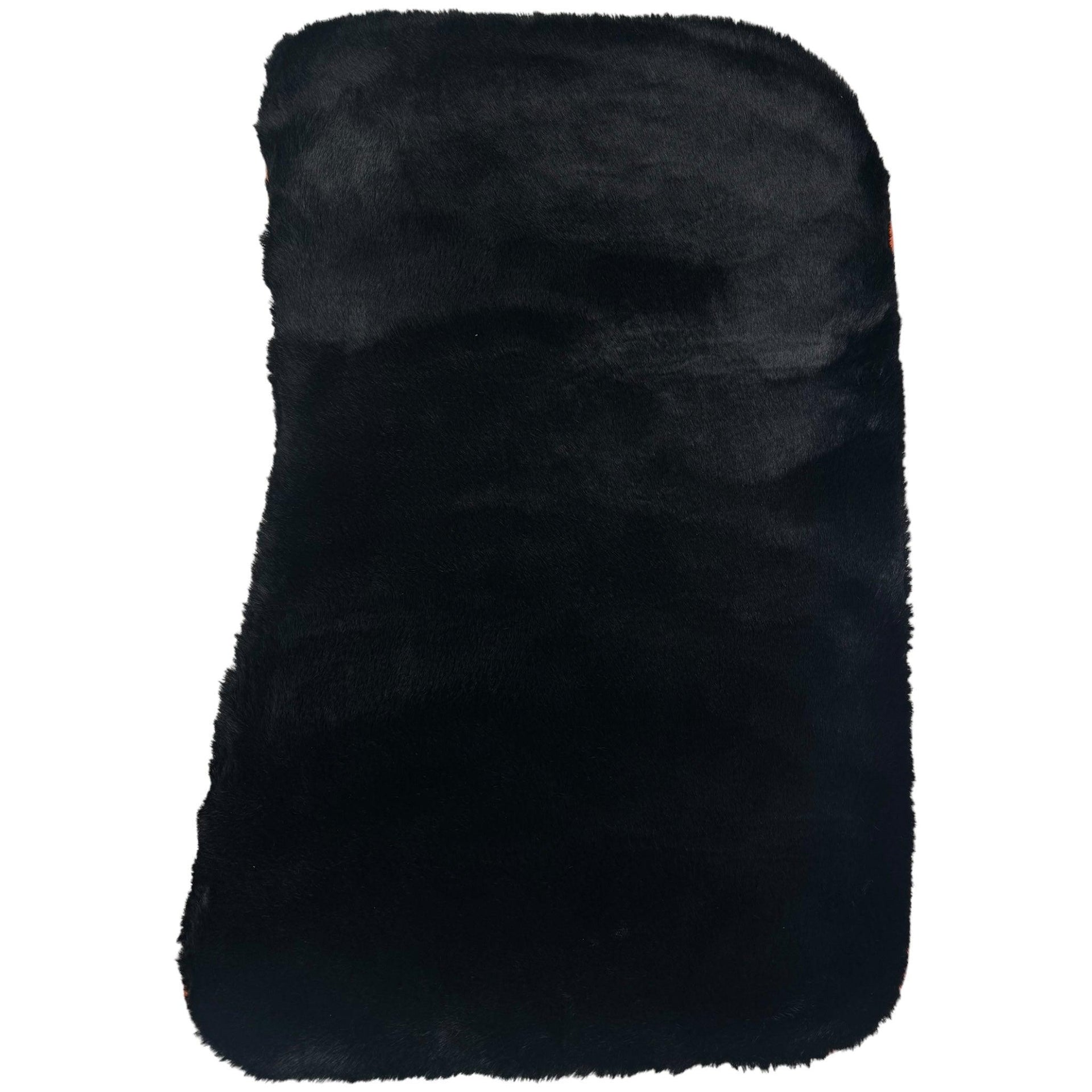 Black Sheepskin Floor Mats for Rolls-Royce Phantom Drophead Coupe (2007-2016) Orange Leather Trim - AutoWin