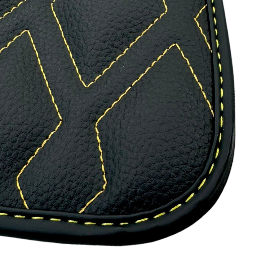Black Leather Floor Mats for Rolls-Royce Phantom Drophead Coupe (2007-2016) ER56 Design - AutoWin