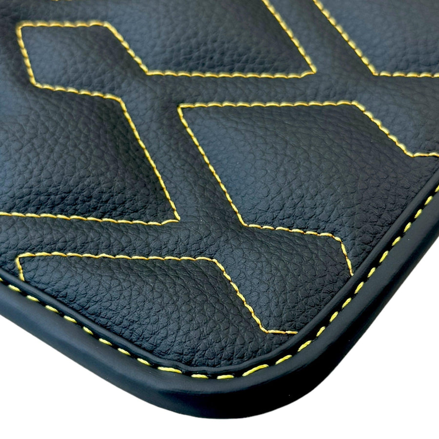 Black Leather Floor Mats for Rolls-Royce Phantom VIII (2017-2024) ER56 Design - AutoWin