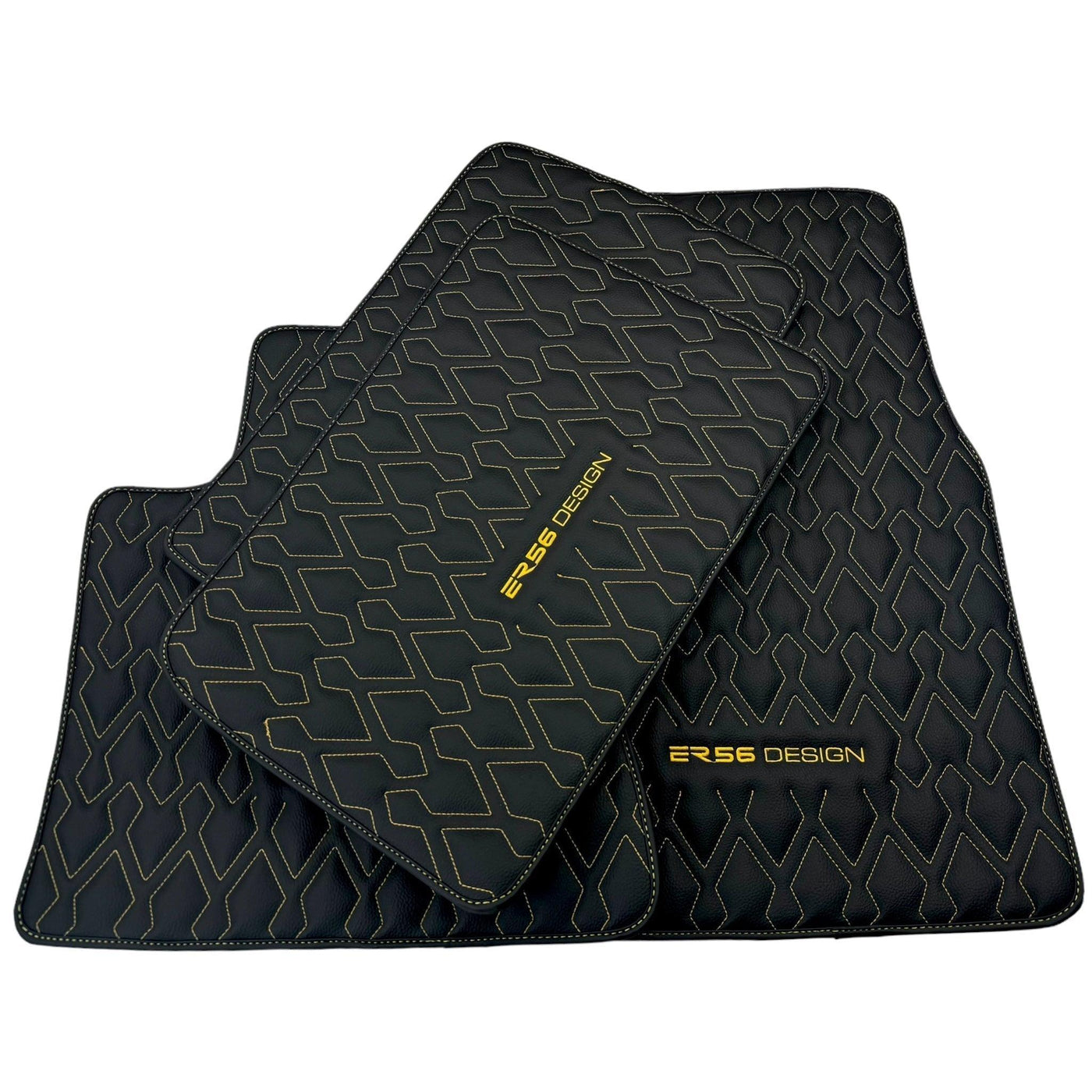 Black Leather Floor Mats for Rolls-Royce Spectre (2023-2024) ER56 Design - AutoWin