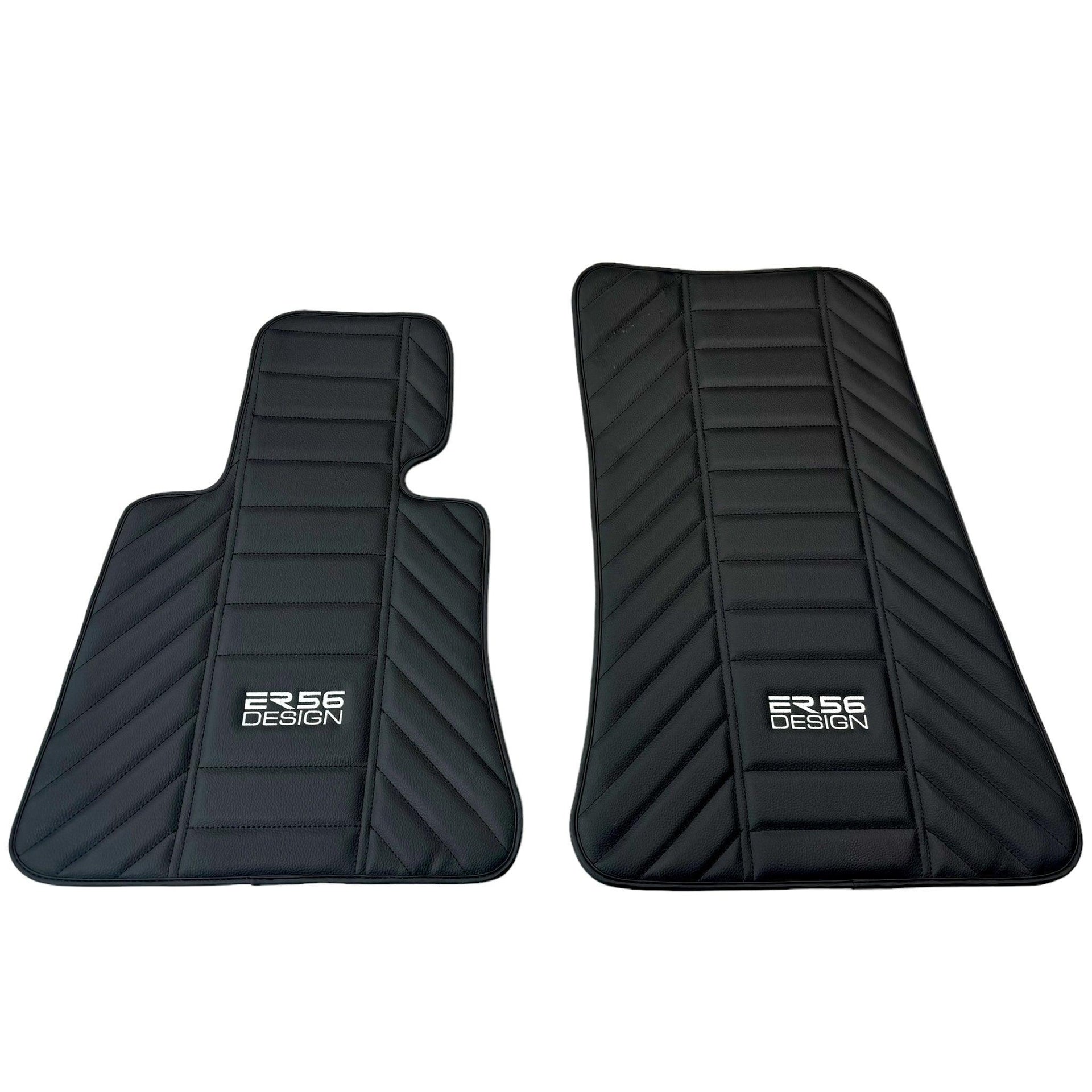 Black Leather Floor Mats for Rolls Royce Cullinan (2018-2023) ER56 Design - AutoWin