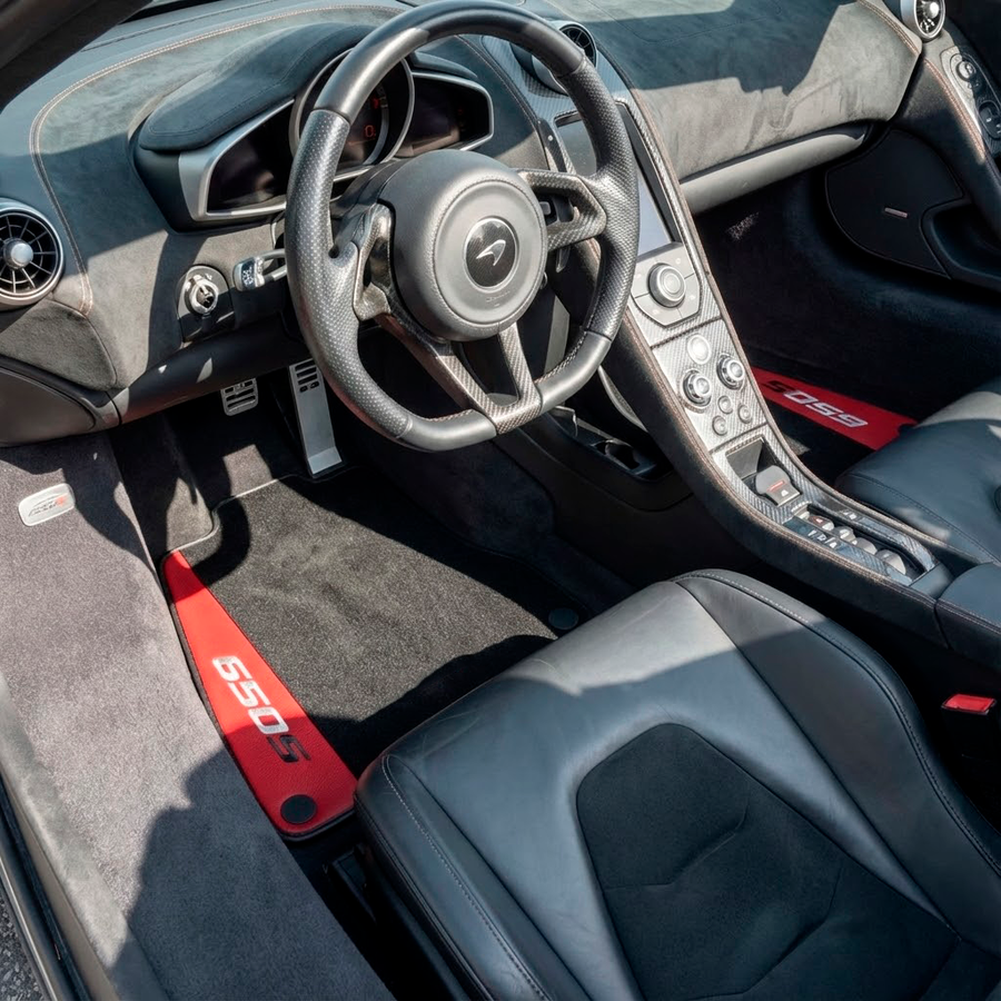 Tappetini per auto Neri per McLaren 650S Su Misura con Pelle