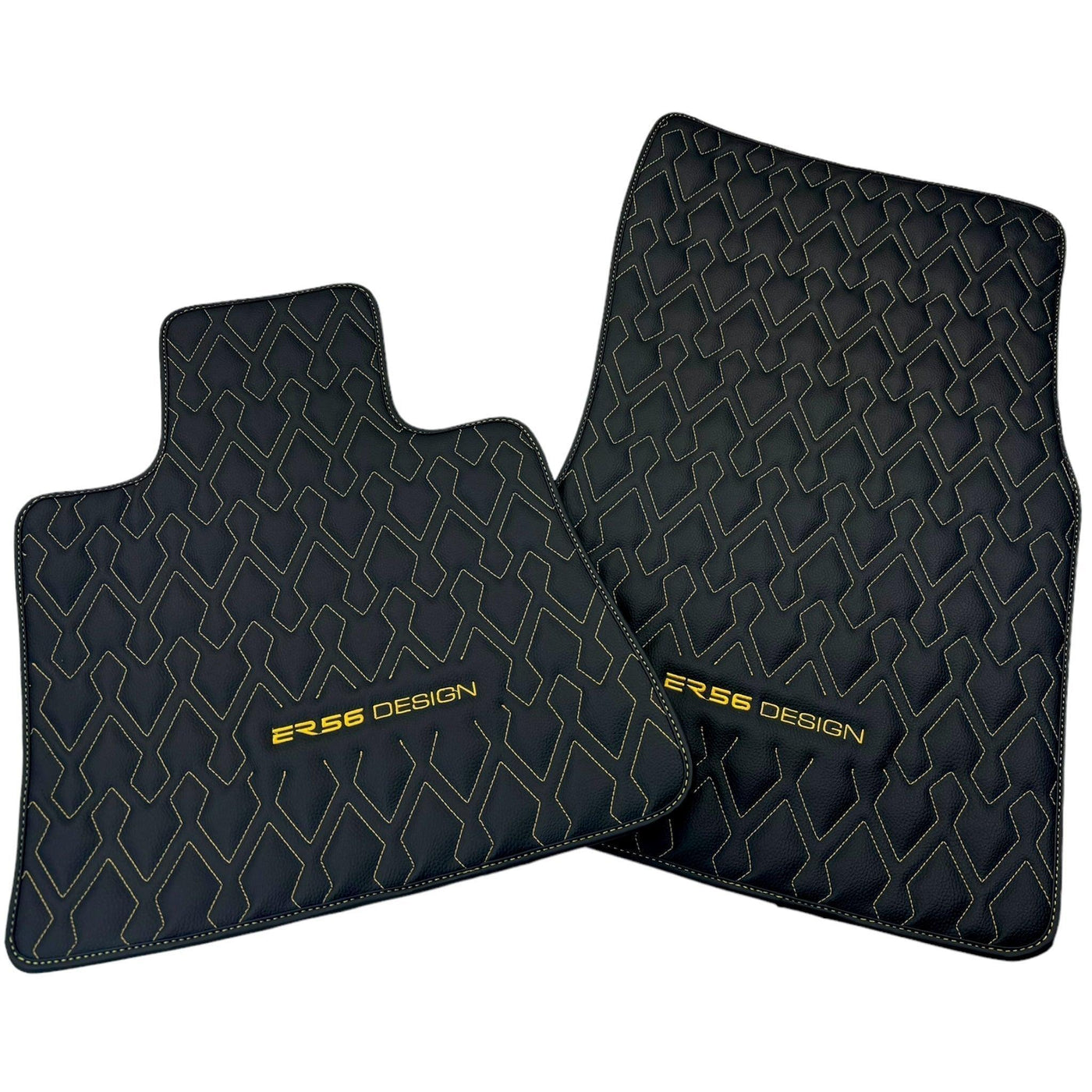Black Leather Floor Mats for Rolls-Royce Shadow (1965-1977) ER56 Design - AutoWin