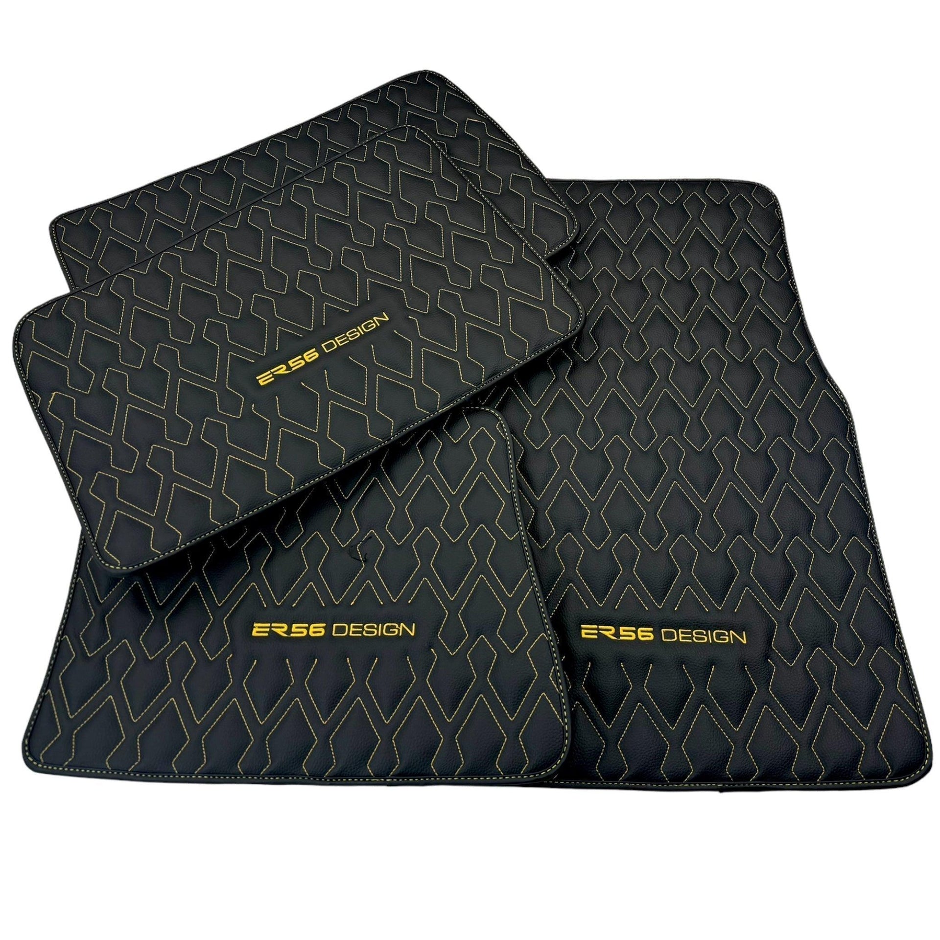 Black Leather Floor Mats for Rolls-Royce Spectre (2023-2024) ER56 Design - AutoWin