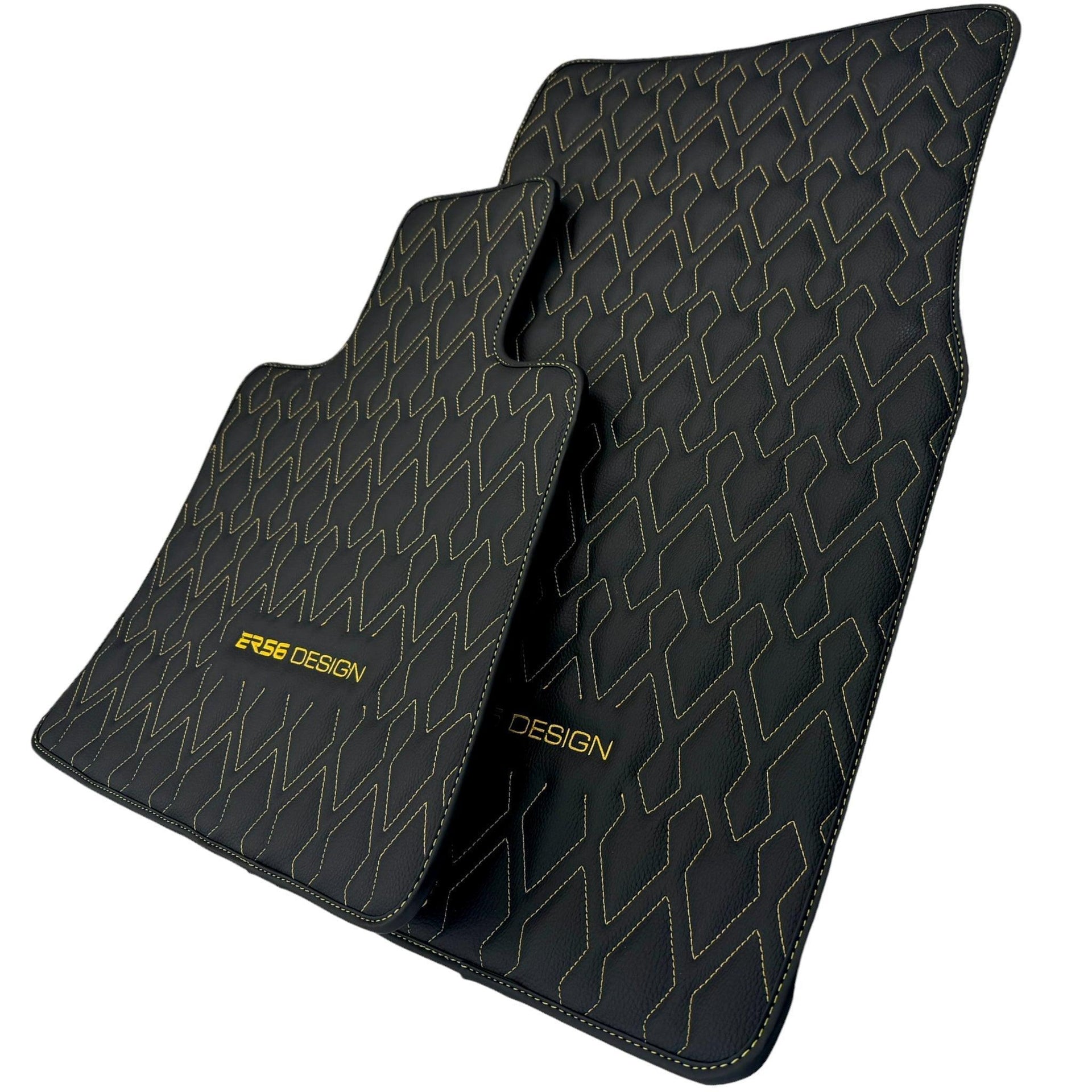 Black Leather Floor Mats for Rolls-Royce Dawn (2016-2023) ER56 Design - AutoWin