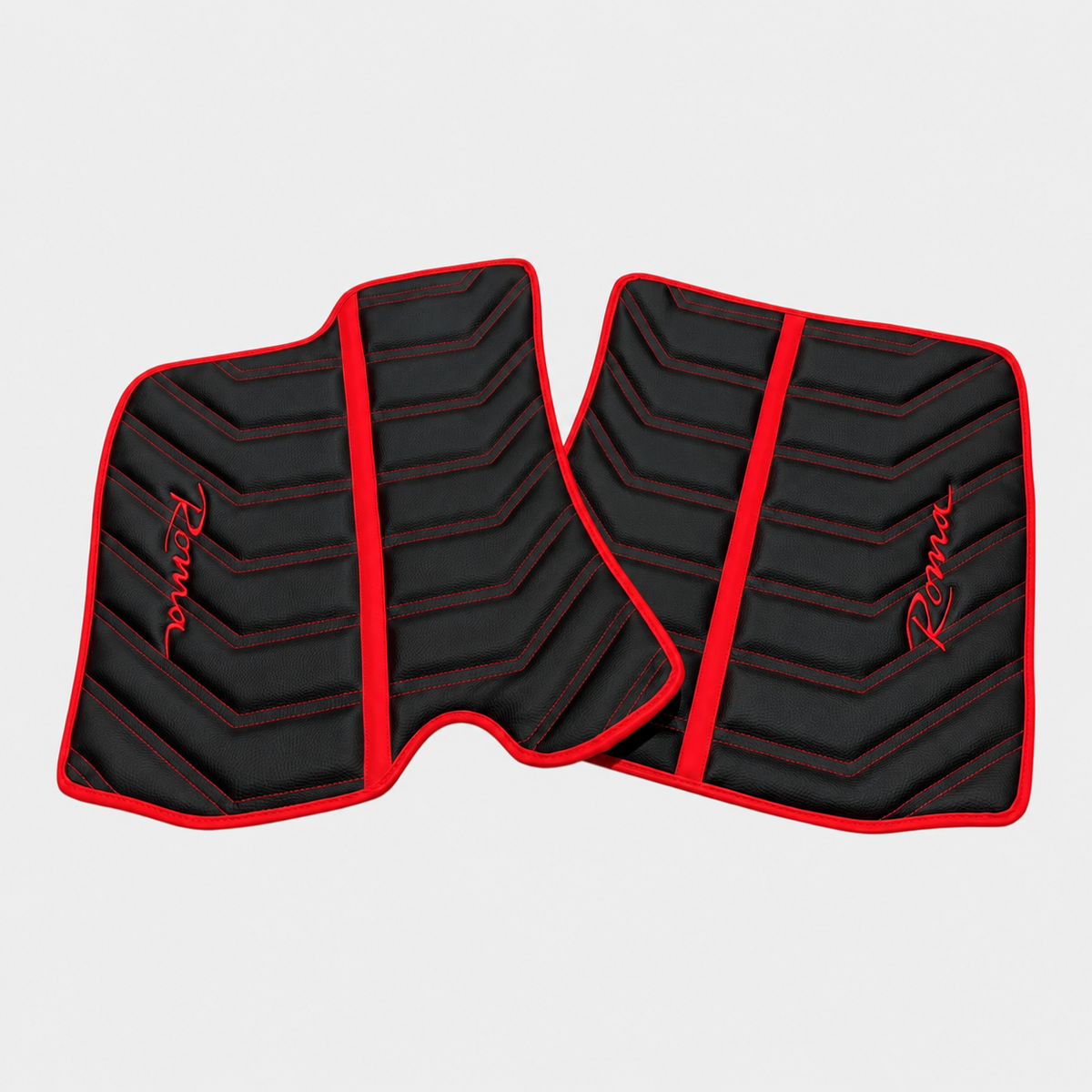 Black Leather Floor Mats for Ferrari Roma (2021-2024) Yellow Sewing