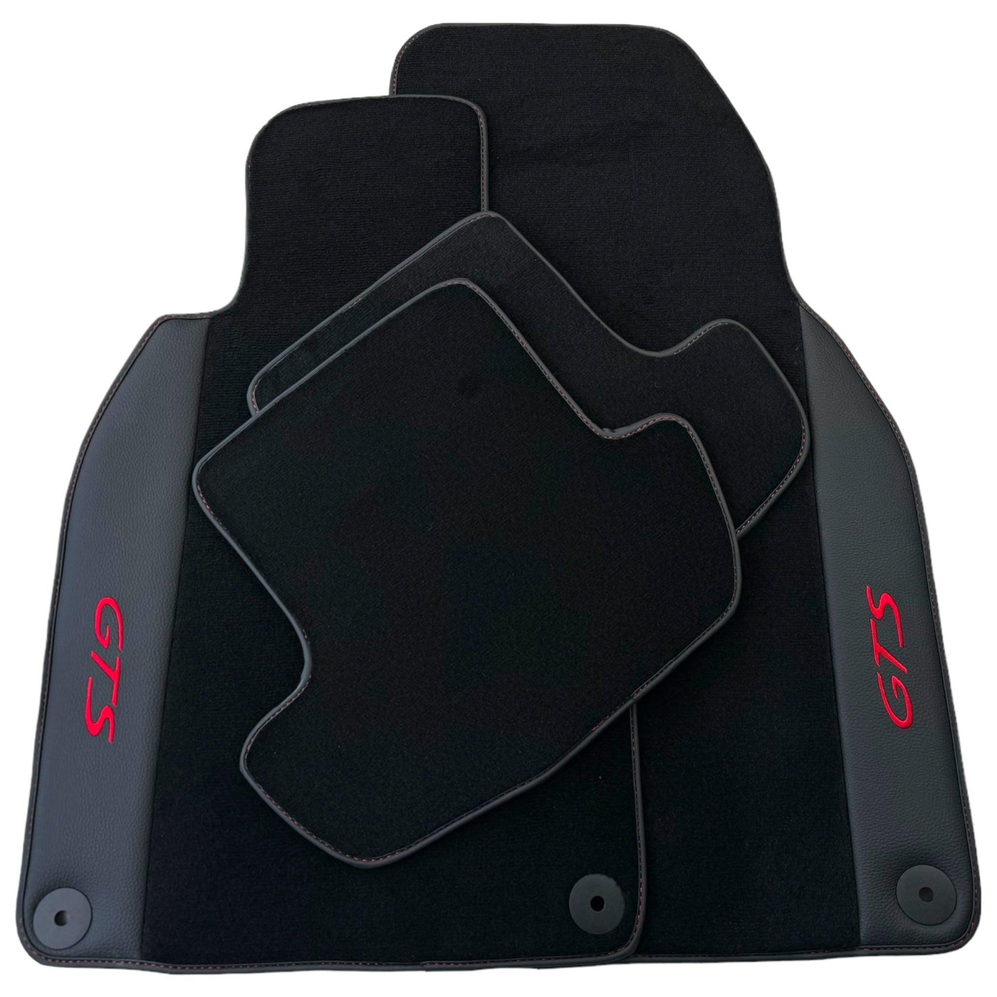 Black Floor Mats for Porsche 911 - 992 GTS (2019-2024) with Leather - AutoWin