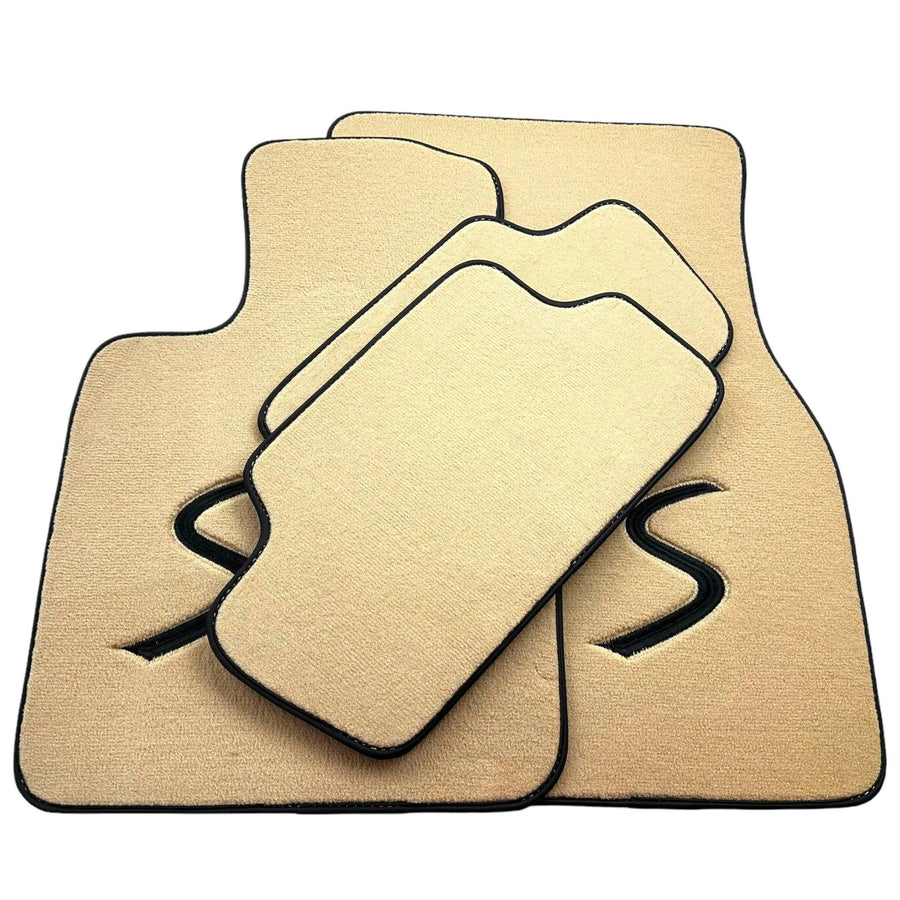 Beige Floor Mats for Mini Cabrio R56 Convertible (2009-2016) - AutoWin