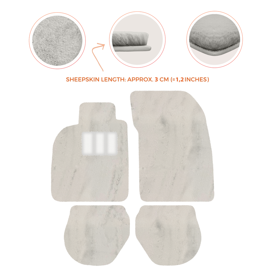 Tappetini in pelle di pecora per Porsche 911-993 (1993-1998) - Lunghezza della pelle di pecora, Varie opzioni di colore