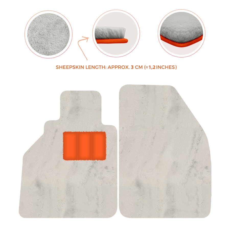 Tappetini in pelle di pecora per Porsche 986 Boxster (1996-2004) - Lunghezza della pelle di pecora, Varie opzioni di colore