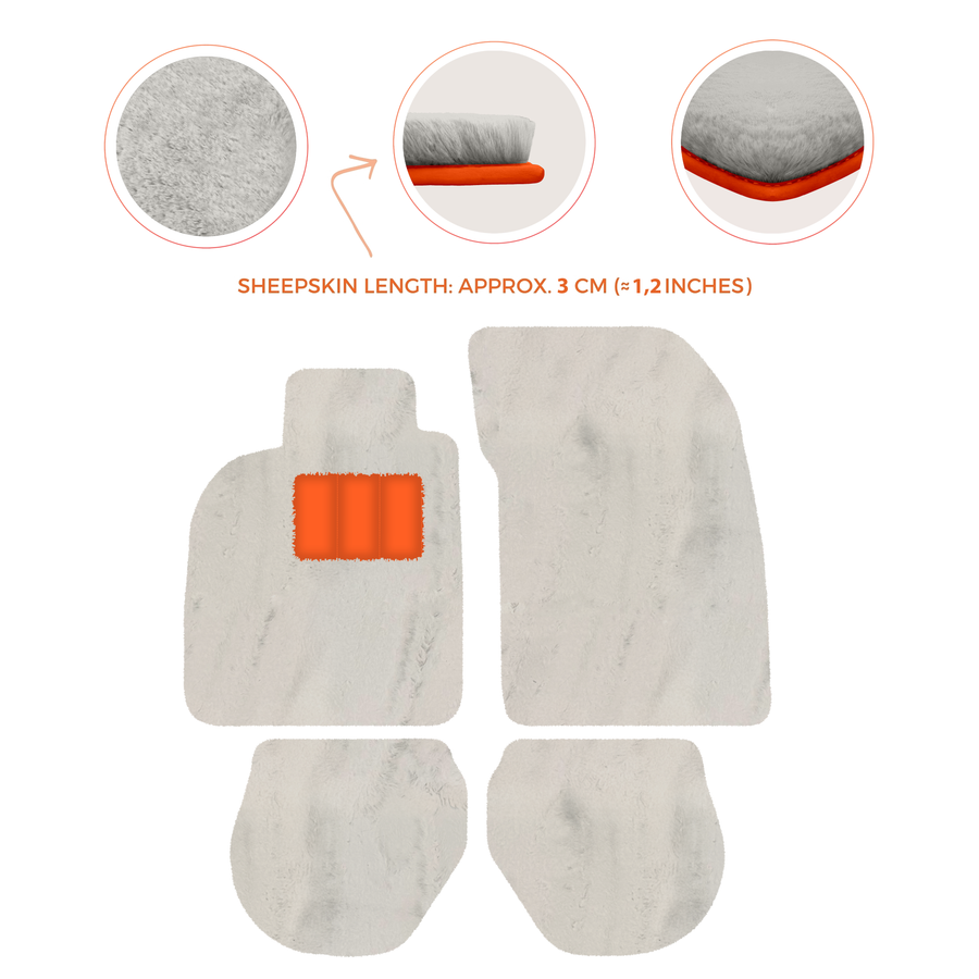 Tappetini in pelle di pecora per Porsche 911-993 (1993-1998) - Lunghezza della pelle di pecora, Varie opzioni di colore