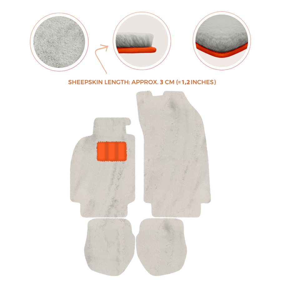 Tappetini in pelliccia di pecora per Porsche 911 - 964 (1989-1994) - Lunghezza pelliccia di pecora, varie opzioni di colore