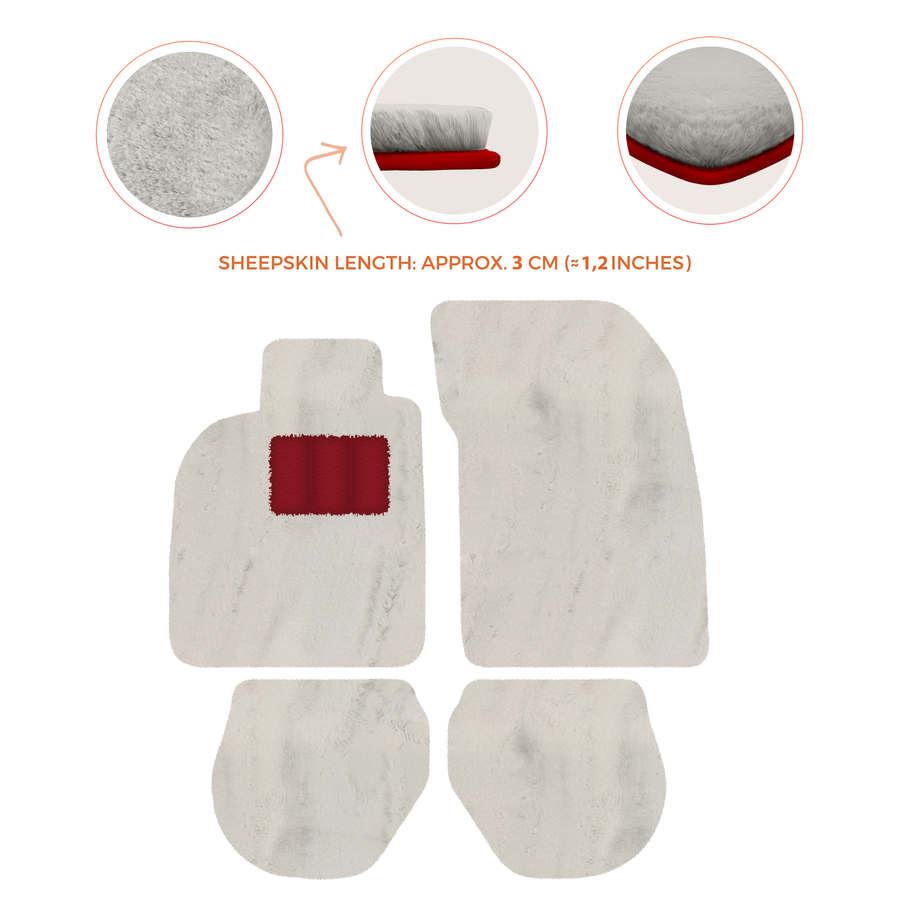 Tappetini in pelle di pecora per Porsche 911-993 (1993-1998) - Lunghezza della pelle di pecora, Varie opzioni di colore