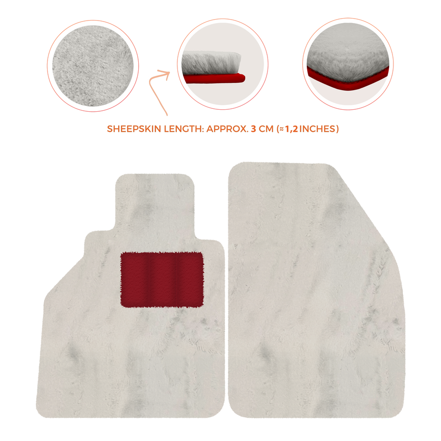 Tappetini in pelle di pecora per Porsche 986 Boxster (1996-2004) - Lunghezza della pelle di pecora, Varie opzioni di colore