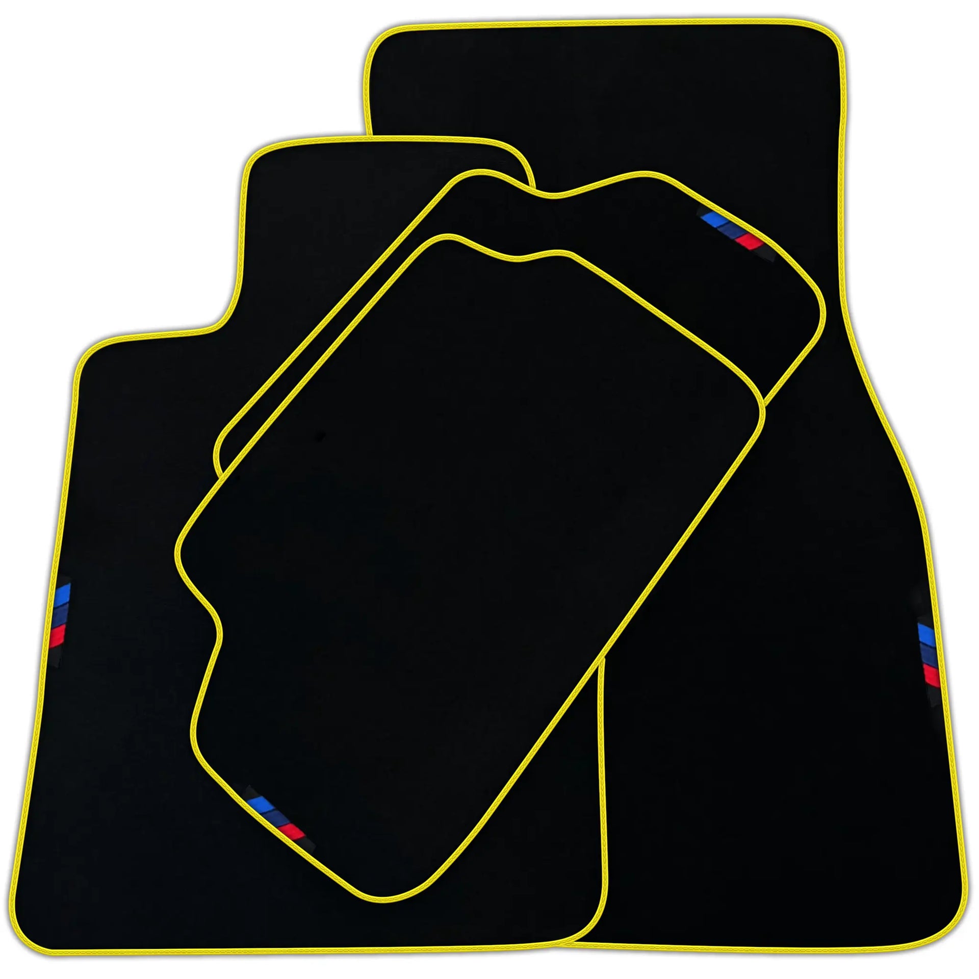 Black Floor Mats For BMW 1 Series E81 With 3 Color Stripes Tailored Set Perfect Fit | Various Trim Colors