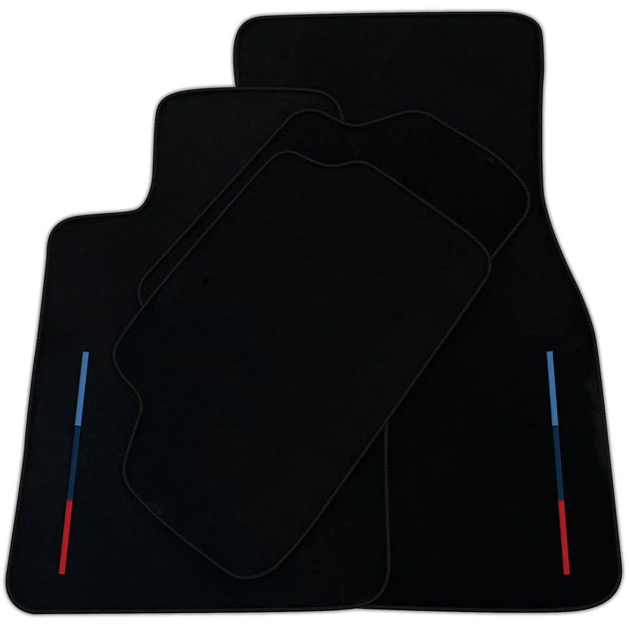 Black Floor Mats For BMW Gran Tourer F46 (2015-2022) 7 Seats With 3 Color Stripes Tailored Set Perfect Fit | Various Trim Colors
