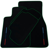 Black Floor Mats For BMW F74 Gran Coupe (2025-2026) With 3 Color Stripes Tailored Set Perfect Fit | Various Trim Colors