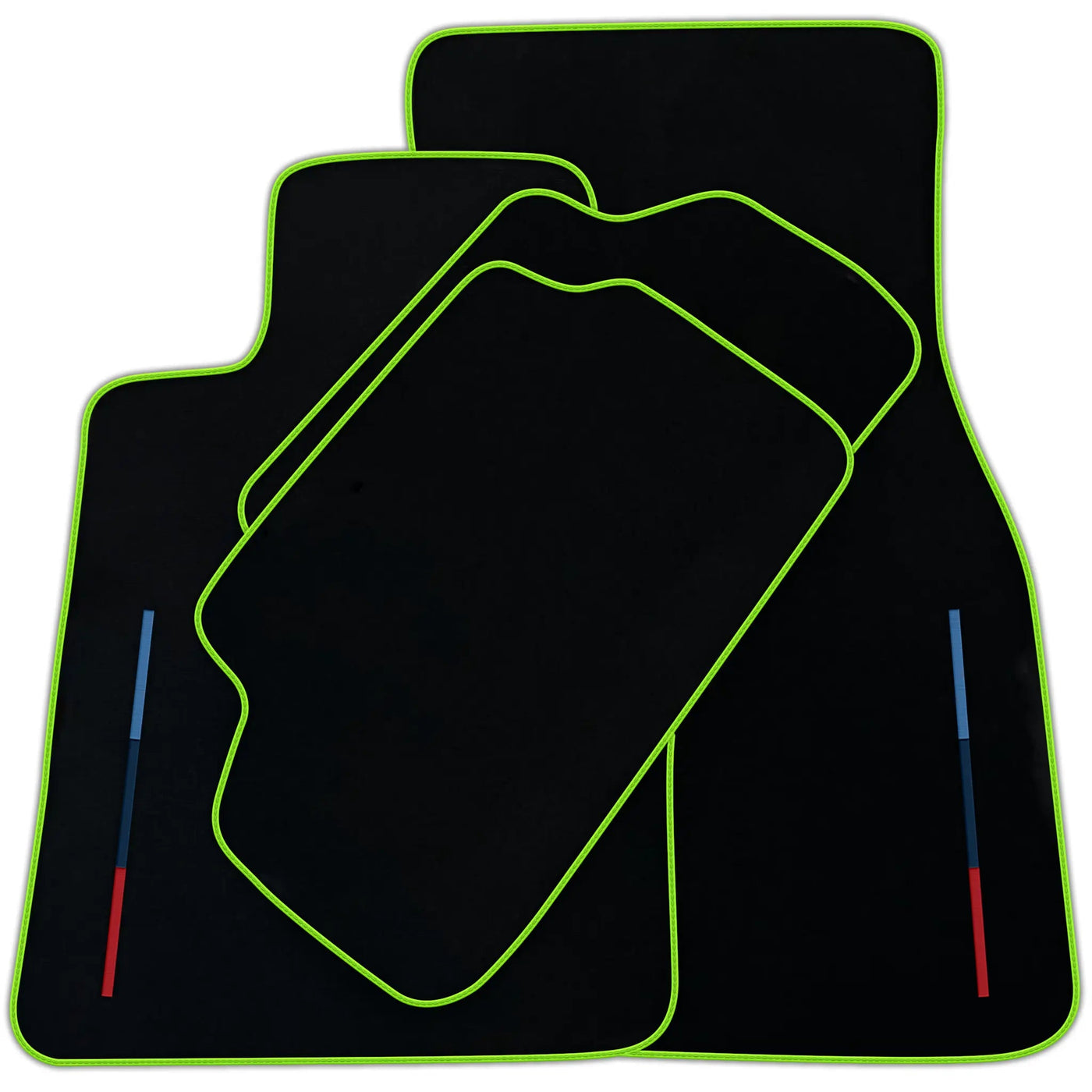 Black Floor Mats For BMW 1 Series F70 (2024-2026) Hatchback With 3 Color Stripes Tailored Set Perfect Fit | Various Trim Colors