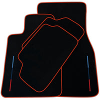 Black Floor Mats For BMW F74 Gran Coupe (2025-2026) With 3 Color Stripes Tailored Set Perfect Fit | Various Trim Colors