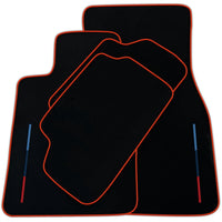 Black Floor Mats For BMW U06 (2022-2026) With 3 Color Stripes Tailored Set Perfect Fit | Various Trim Colors