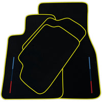 Black Floor Mats For BMW U06 (2022-2026) With 3 Color Stripes Tailored Set Perfect Fit | Various Trim Colors