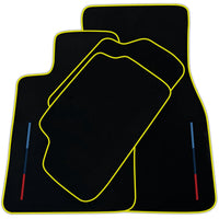 Black Floor Mats For BMW M5 G90 (2023-2026) Sedan With 3 Color Stripes Tailored Set Perfect Fit | Various Trim Colors