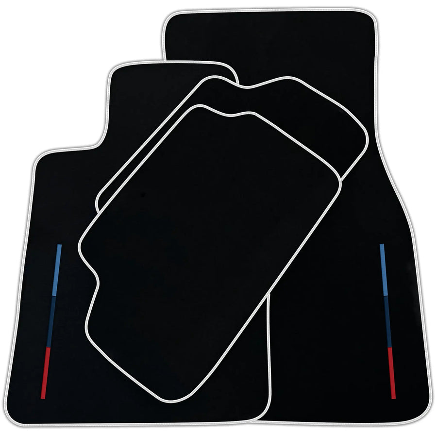 Black Floor Mats For BMW Gran Tourer F46 (2015-2022) 7 Seats With 3 Color Stripes Tailored Set Perfect Fit | Various Trim Colors