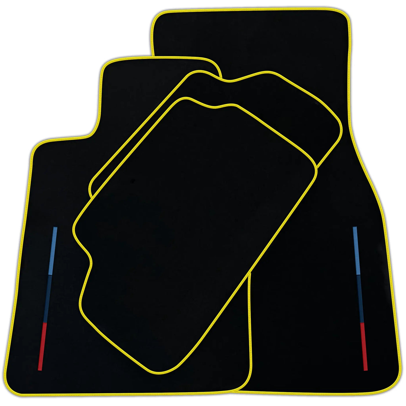 Black Floor Mats For BMW 1 Series F70 (2024-2026) Hatchback With 3 Color Stripes Tailored Set Perfect Fit | Various Trim Colors