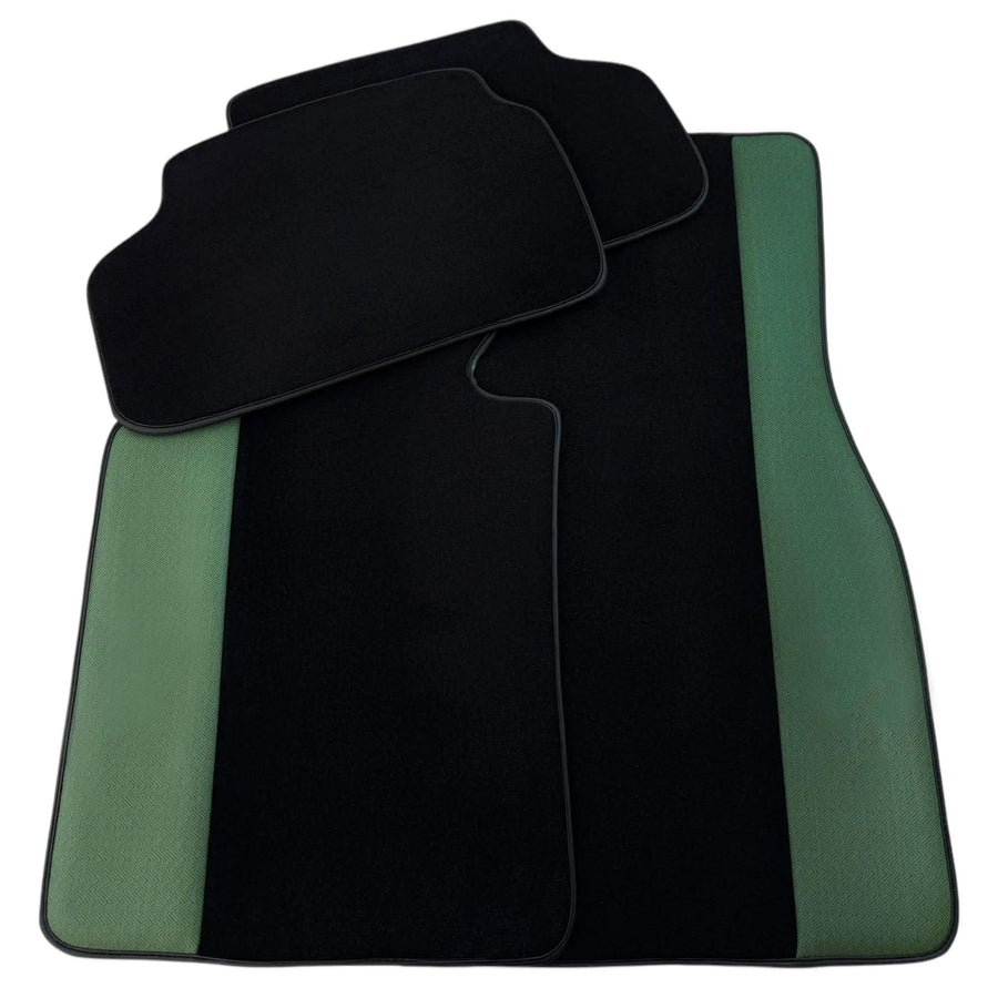 Black Floor Mats for BMW G61 (2023-2026) Touring | Green Leather Borders