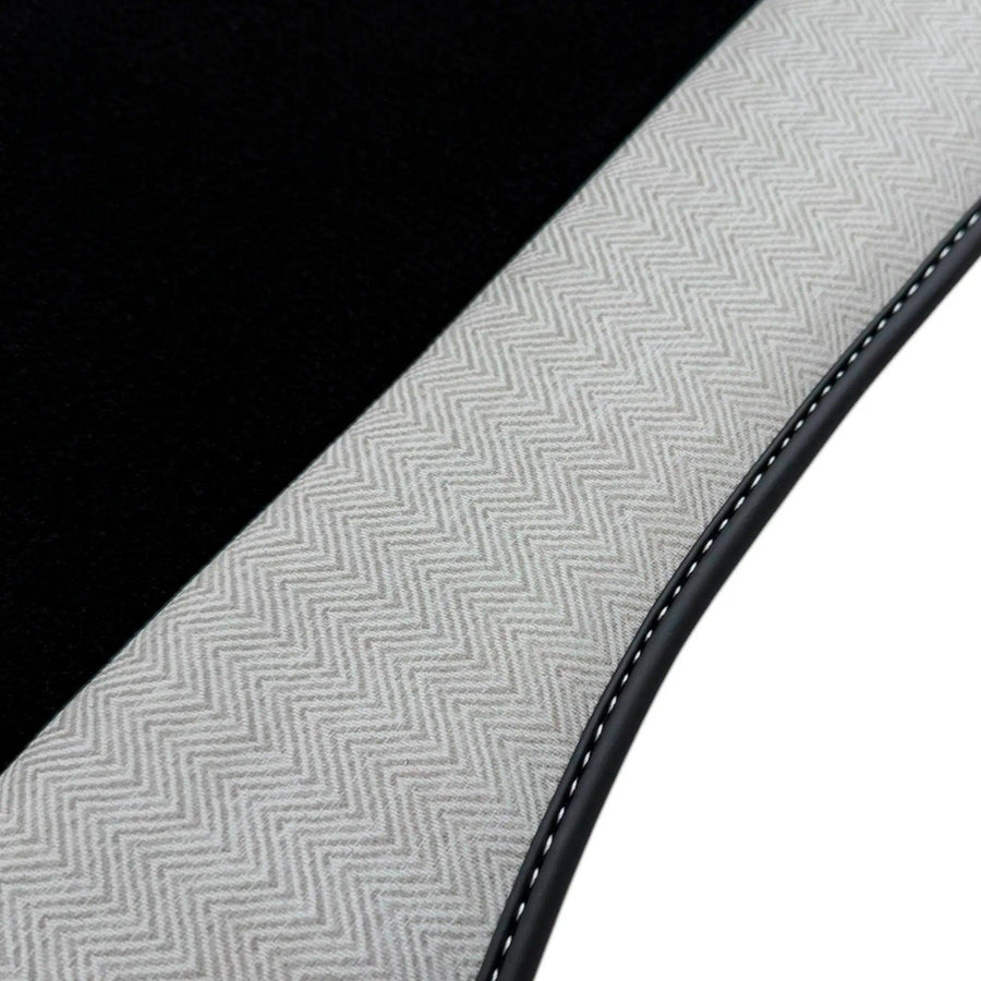 Black Floor Mats for BMW F74 Gran Coupe (2025-2026) with Gray Leather Borders