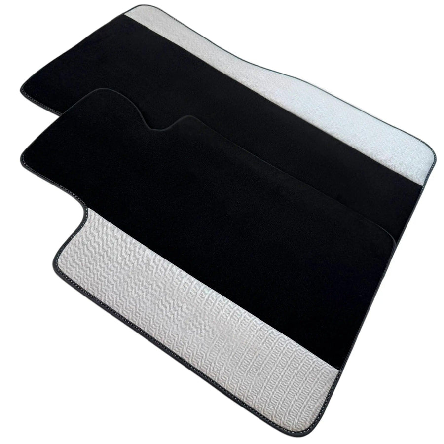 Black Floor Mats for BMW M3 G81 Touring (2022-2026) with Gray Leather Borders
