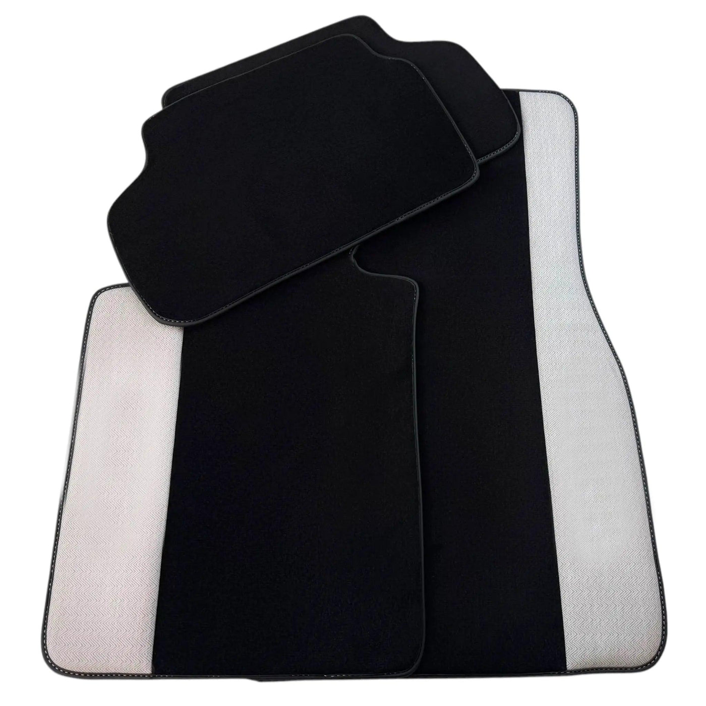 Black Floor Mats for BMW G60 (2023-2026) Sedan with Gray Leather Borders