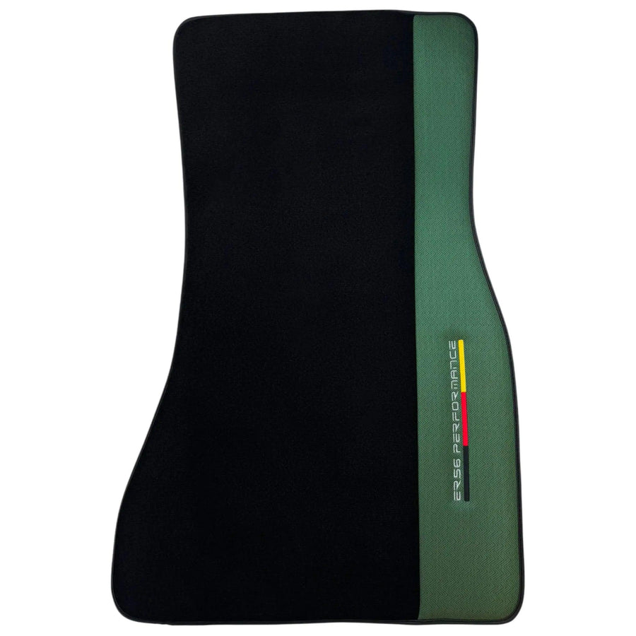 Black Floor Mats for BMW Gran Tourer F46 (2015-2022) 7 Seats with Green Leather ER56 Performance