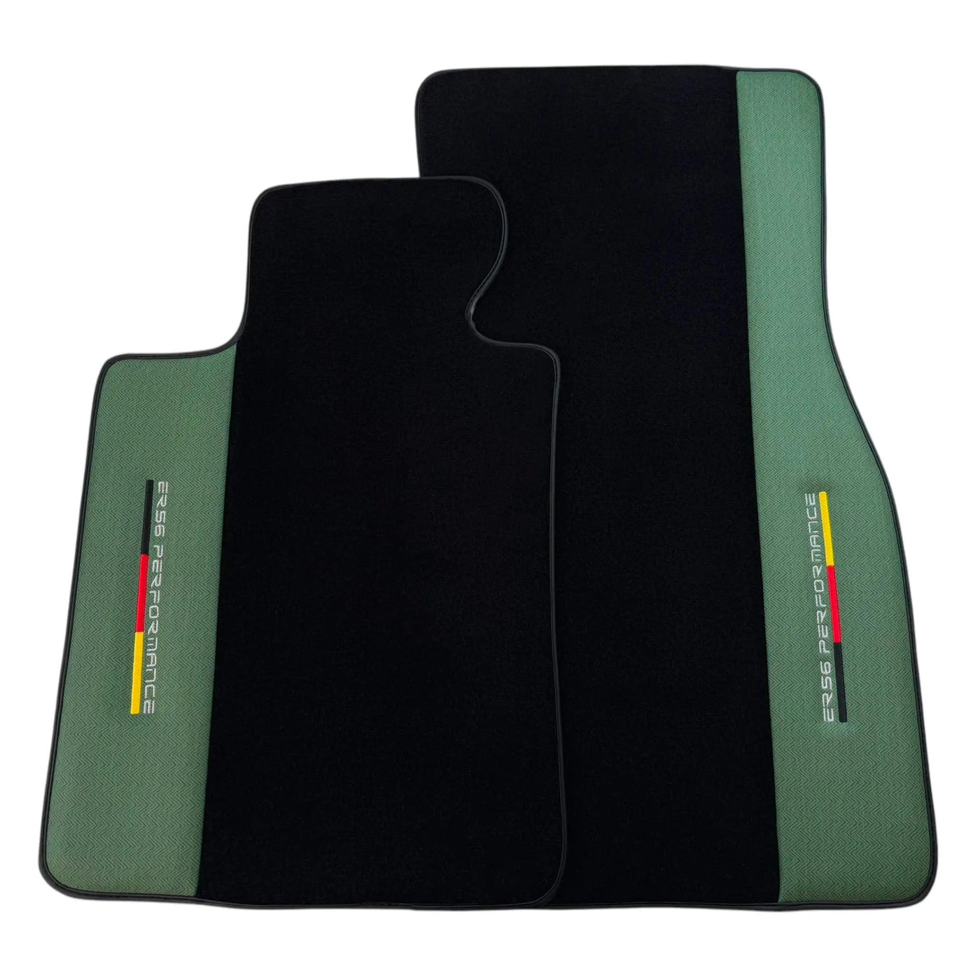 Black Floor Mats for BMW F74 Gran Coupe (2025-2026) with Green Leather ER56 Performance