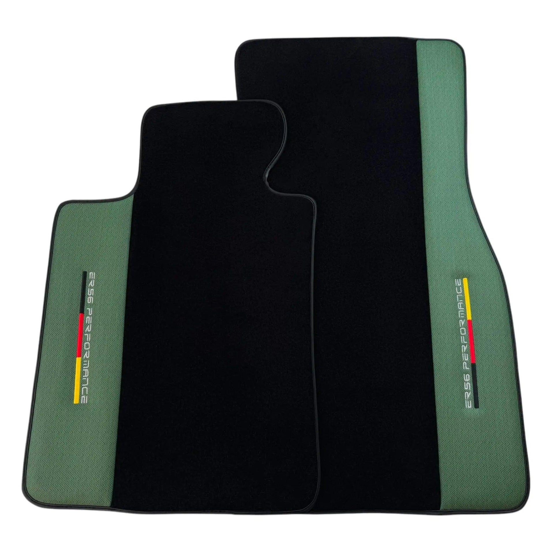 Black Floor Mats for BMW M5 G90 (2023-2026) Sedan with Green Leather ER56 Performance