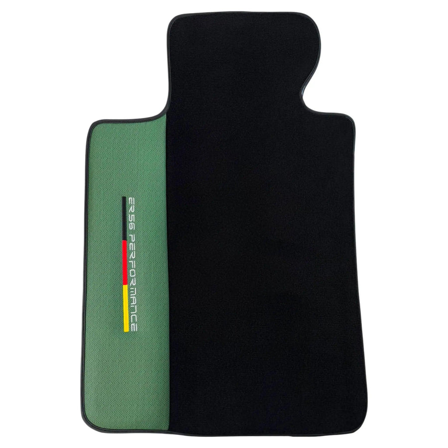Black Floor Mats for BMW G61 (2023-2026) Touring with Green Leather ER56 Performance