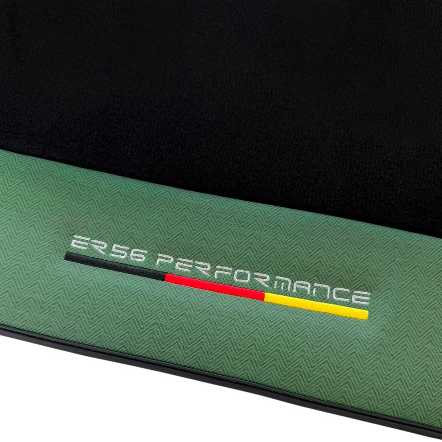 Black Floor Mats for BMW Gran Tourer F46 (2015-2022) 7 Seats with Green Leather ER56 Performance