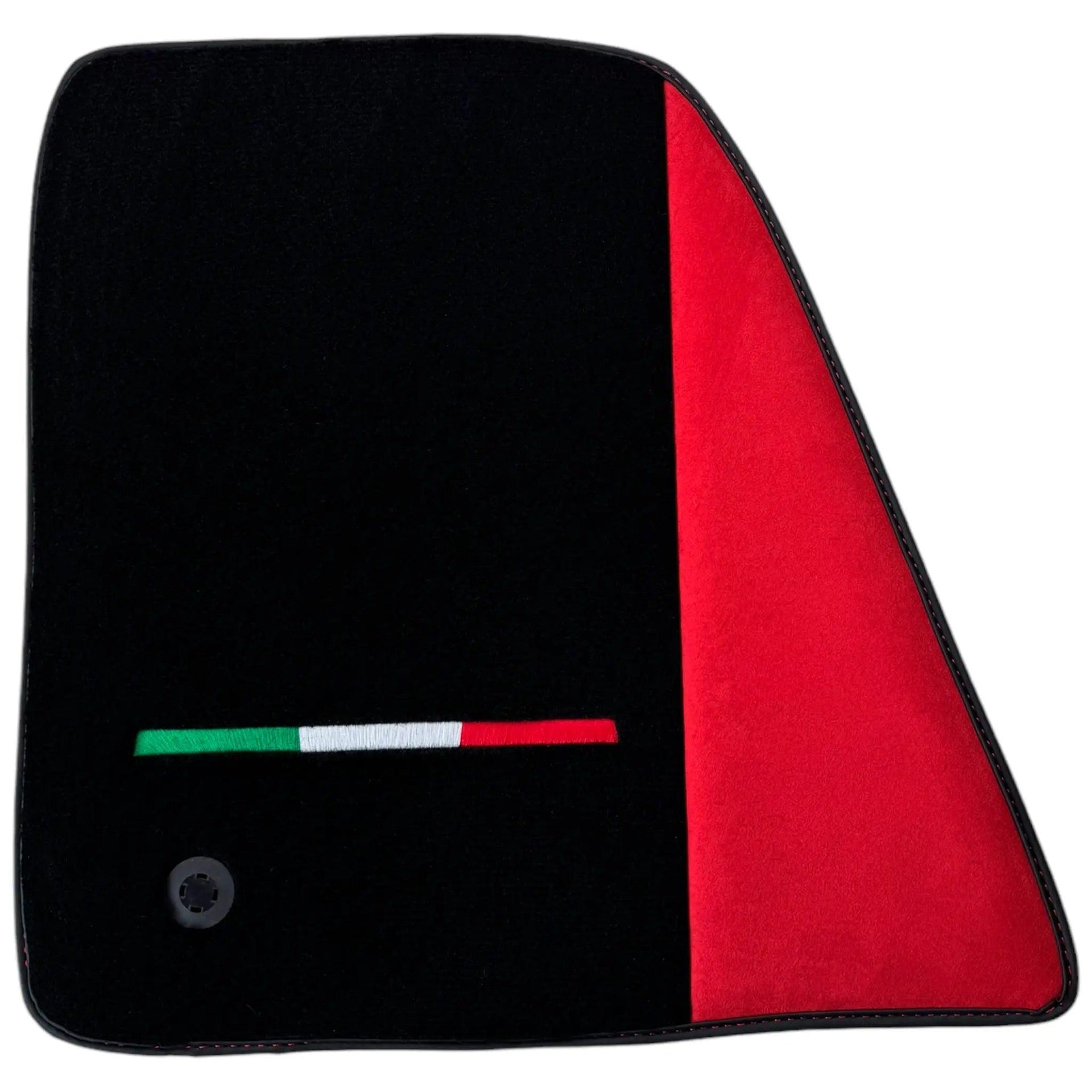 Black Floor Mats for Ferrari 296 GTB with Red Alcantara Borders | Italian Edition - AutoWin