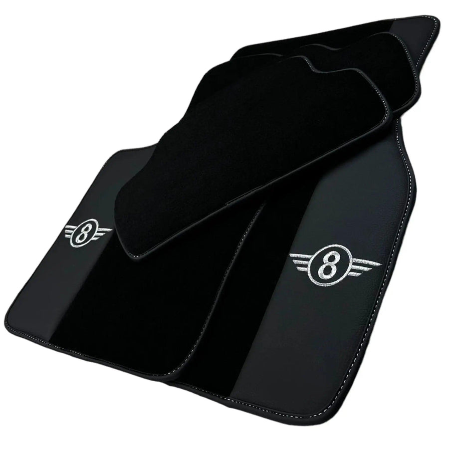 Black Floor Mats for Mini Cabrio F57 Convertible (2016-2023) with Leather - AutoWin