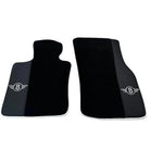 Black Floor Mats for Mini Cabrio R52 Convertible (2004-2009) with Leather | White Trim - AutoWin